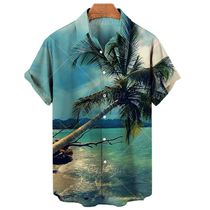 2022 Hawaiian Mens Womens Coconut Print Shirts Mens Casua