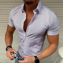 2022 summer new European and American mens plaid short-sleeve