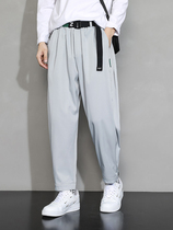 Summer Ankle Length Men Casual Pants With Belts Setwear Cool