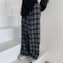 Casual Full-Length Plaid Pants Men Trousers Setwear Jogger P