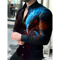 Fashion Social Men Shirts Turn-down Collar Buttoned Shirt Ca