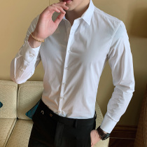 Men Solid Color Business Shirt Mens Casual Brand Clothes Men