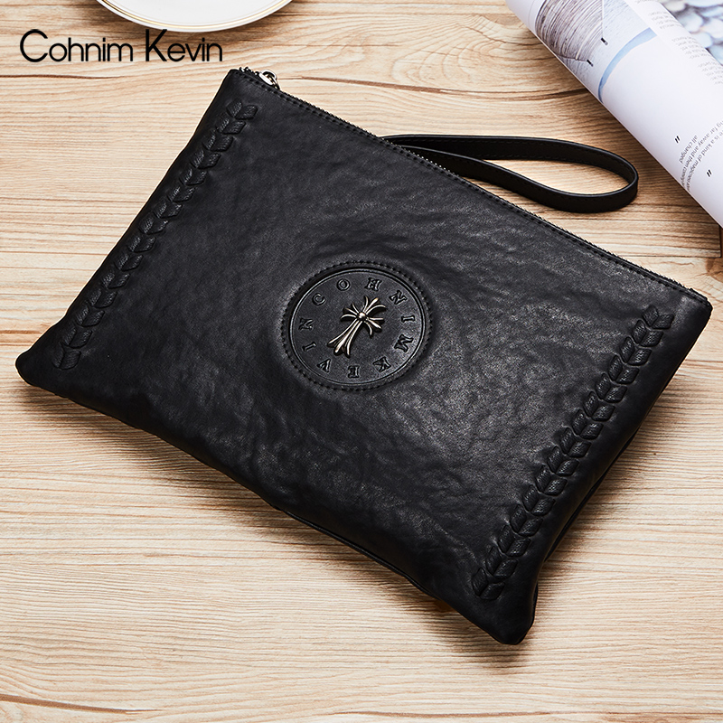 Cohnim Kevin clutch bag men's leather trendy fashion clutch men's first layer cowhide casual clutch bag men