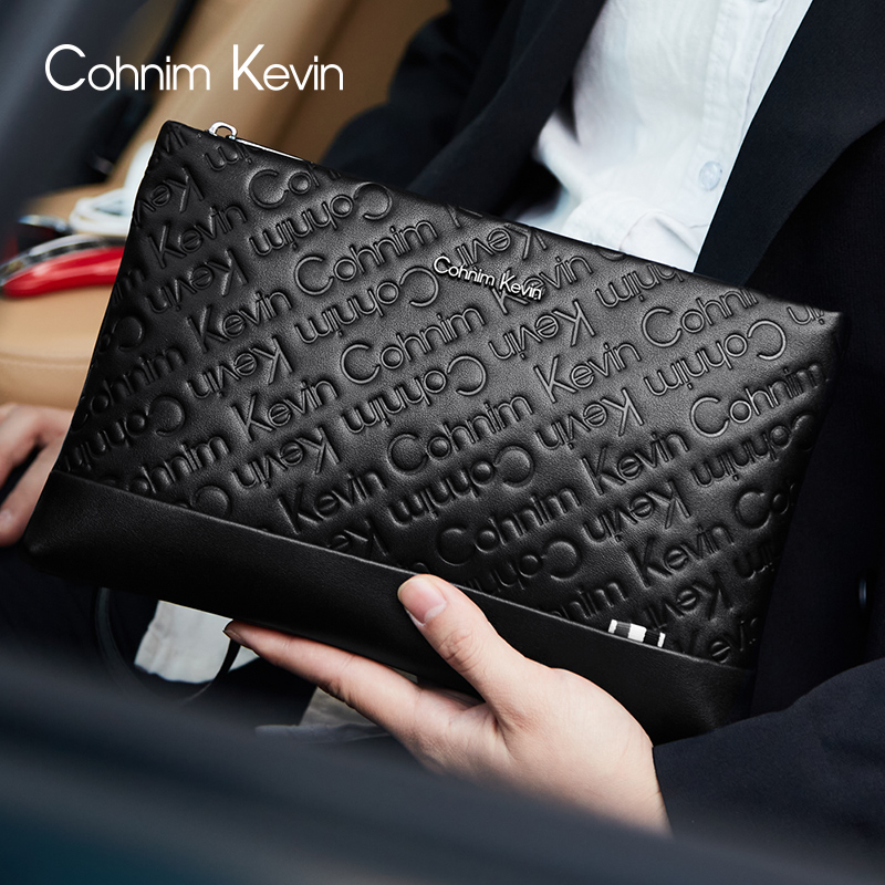 Cohnim Kevin handbag men's leather tide brand new business casual brand clip bag clutch bag men's light luxury