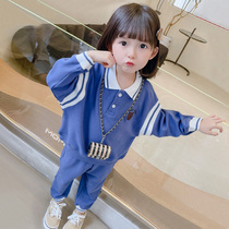 Girls autumn clothing suit 2021 new children casual Korean version Yangqi Childrens baby girl Spring and autumn sports Two sets