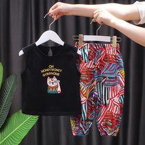 Childrens summer suit 2021 new foreign style sleeveless girls Korean version of net red female baby Summer two-piece foreign gas