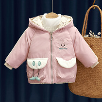 Female baby winter cotton padded clothes thick two sides wear new Korean childrens cotton padded jacket girls foreign style small childrens cotton coat