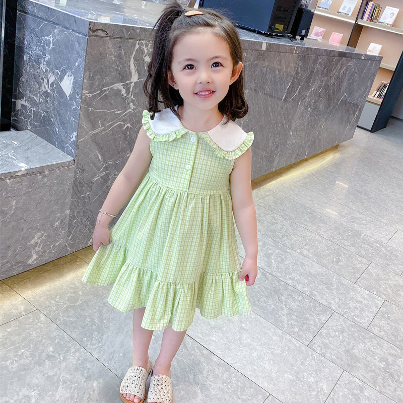 Girls dress summer 2022 foreign school children 1 one 6 years old children's clothes cotton baby girl princess skirt summer dress