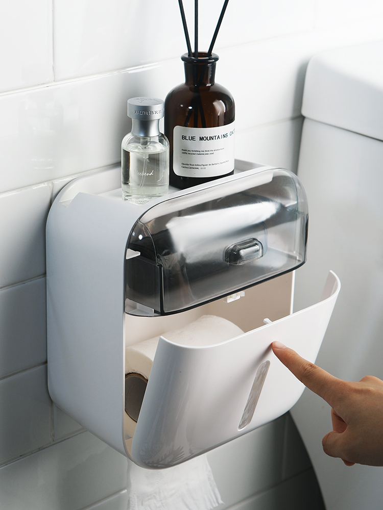 Deer Bathrooms Paper Towels Box Racks TOILET MAKEUP ROOM FREE OF PUNCH WATERPROOF WALL-MOUNTED EXTRACTABLE TOILET PAPER ROLL TOILET PAPER CONTAINING BOX WHITE