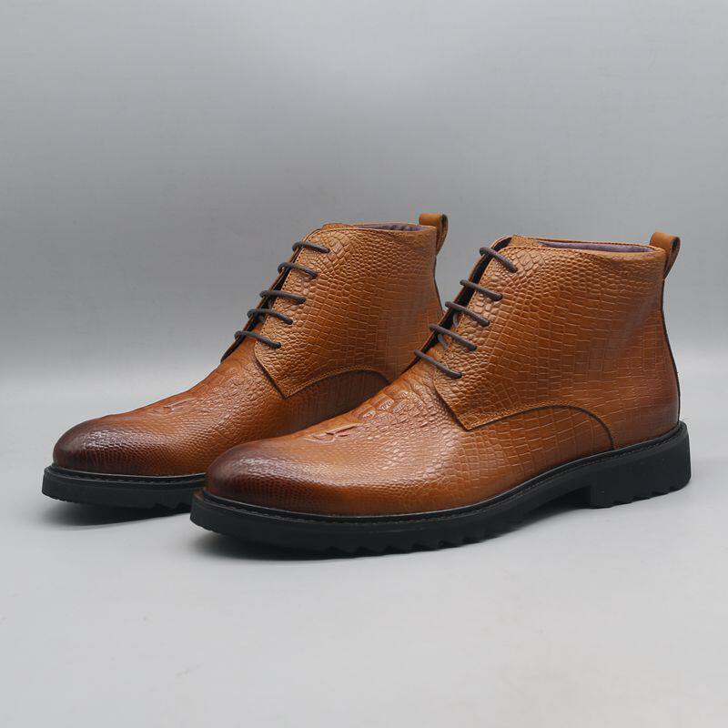 Rare and scarce high-end pick-up foreign trade single leather men's boots thick bottom comfortable top layer cowhide men's short boots Martin boots