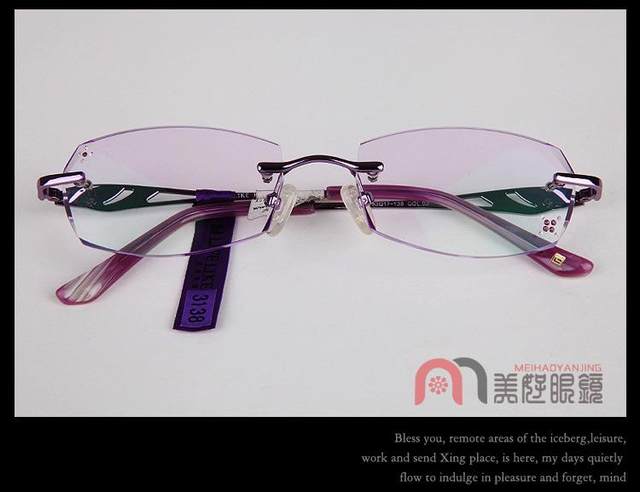 ສະຫນັບສະຫນູນການກວດສອບ LIFELIKE ທີ່ແທ້ຈິງ life frameless edge-cut diamond myopia glass 3138 women's style