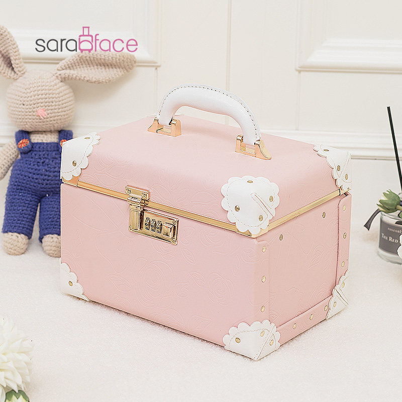 Sarah face vintage cosmetics storage box net red dresser large capacity jewelry box home makeup case