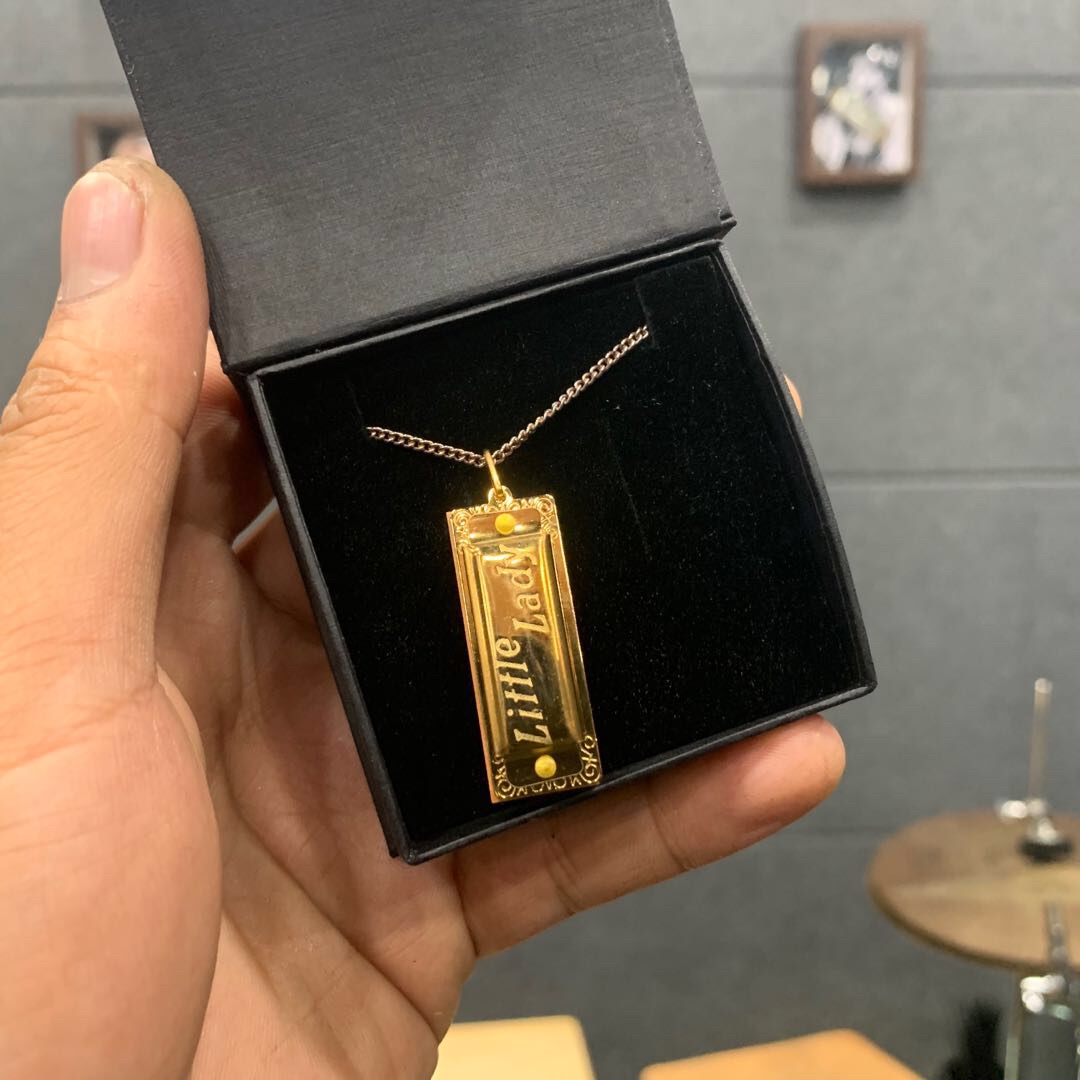 Germany and come HOHNER Little Lady Lady 14K gilded 4 holes 8-tone harmonica necklace Mini harmonica blow