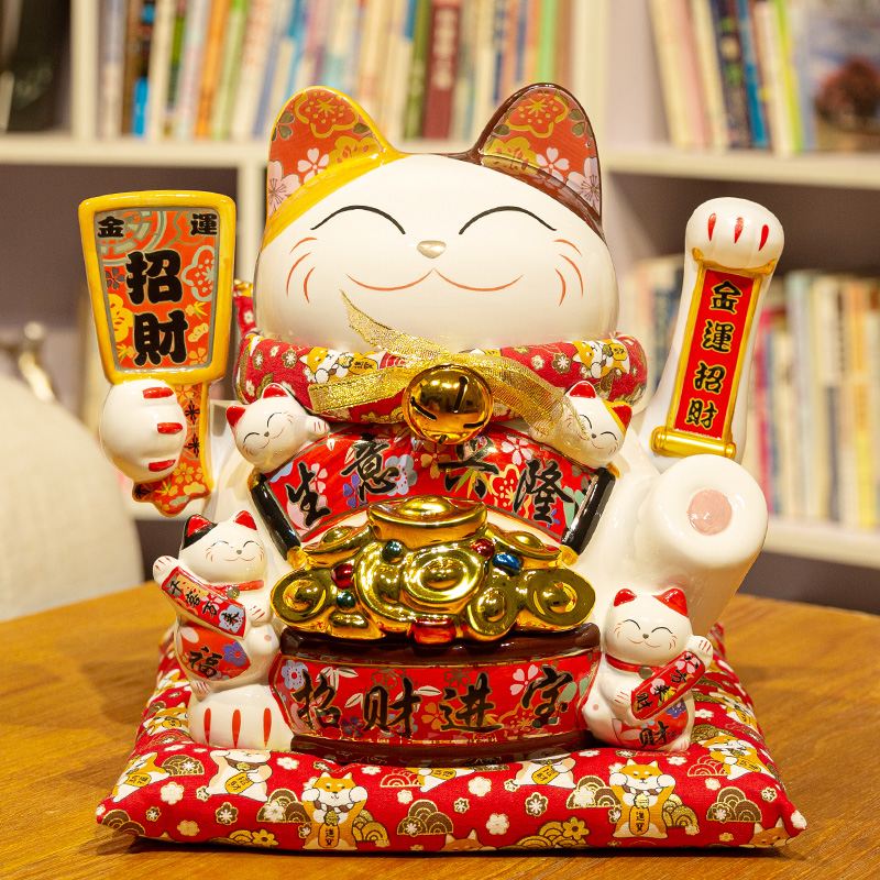 Lucky cat ornaments Open large shop cashier counter ceramic fortune cat Electric shaking hands Japanese creative gifts