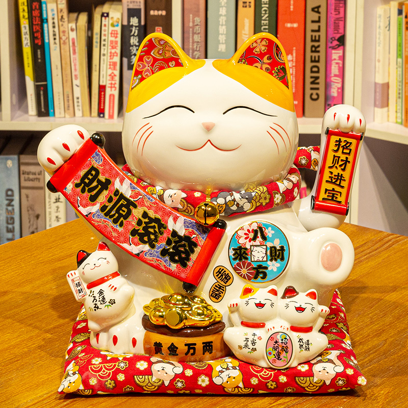 Lucky Cat Ornament Opening Large Store Cashier Counter Ceramic Fortune Cat Electric Shaker Japanese Creative Gift