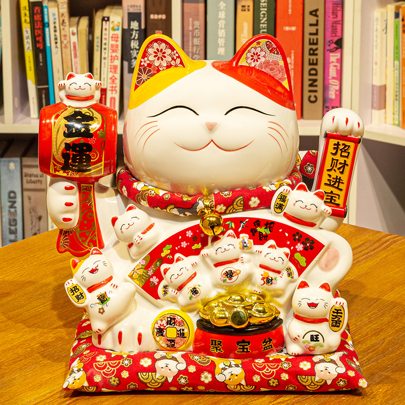 Property Cat Swing Piece Opening Big Store Collection Silver Counter Ceramic Hair Chaecat Electric Rocking Hand Japan Creative Gift