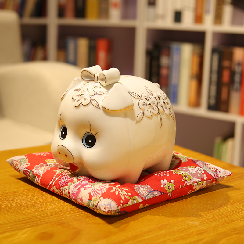 Piggy bank adult opening ornaments children's golden pig money tube bank money tube ceramic oversized piggy activity gift