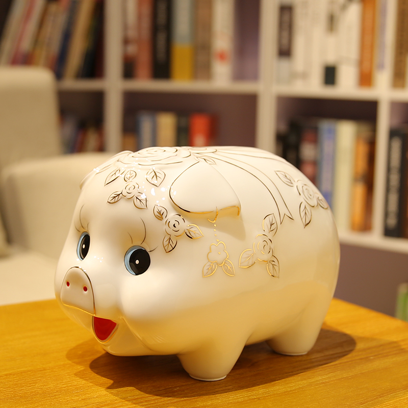 Gold Pig Deposit Money Pot Adult Deposit Box Ceramic Supersize Only Ca N't Get Out Of Creative Children Gift Opening Pendulum
