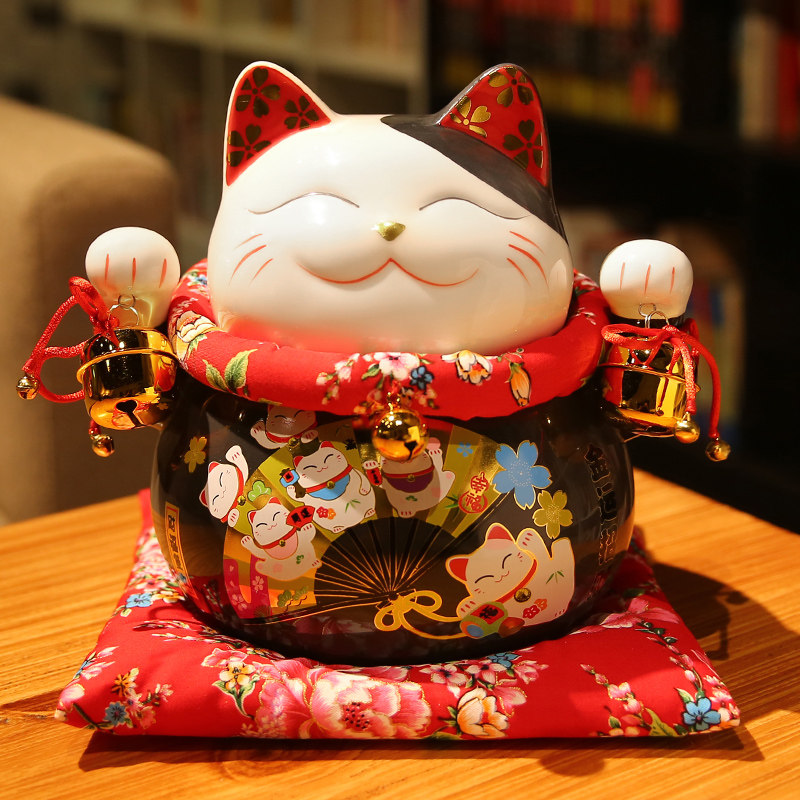 Han Qing lucky cat ornaments opening piggy bank piggy box gift shop ceramic Japanese lucky cat cash register counter