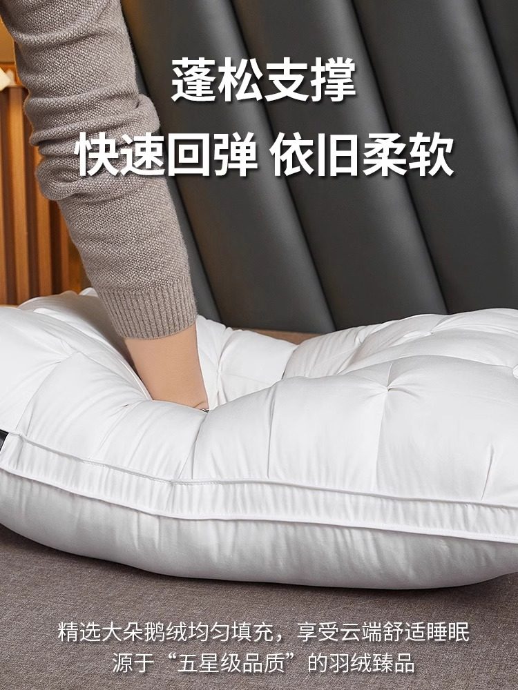 Hilton Five-Star Hotel down Pillow, Goose down Pillow Core, Antibacterial, Home Use, Cervical Spine Protection, Sleep Aid, Pair
