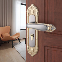 Home door lock lock solid wood Golden bedroom door lock room mute European universal magnetic door handle