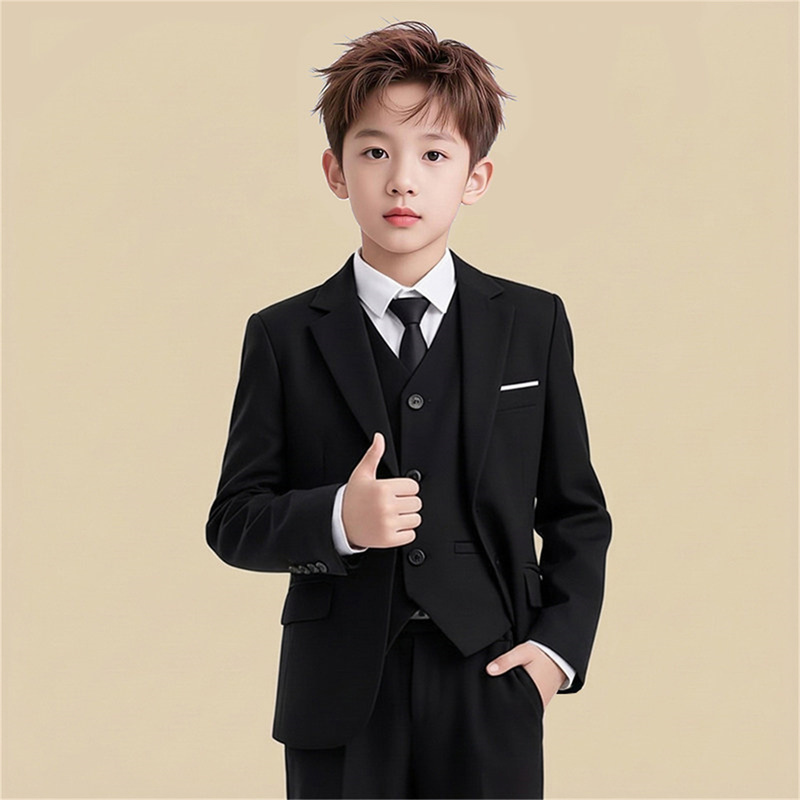 Korean Uamtor Boys' Suit Set, Autumn Little Boy Host Dress, Piano Performance Outfit, Flower Boy Suit