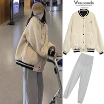 British Next Kiss maternity suit autumn and winter new style sweatshirt winter thickened pants lambswool jacket