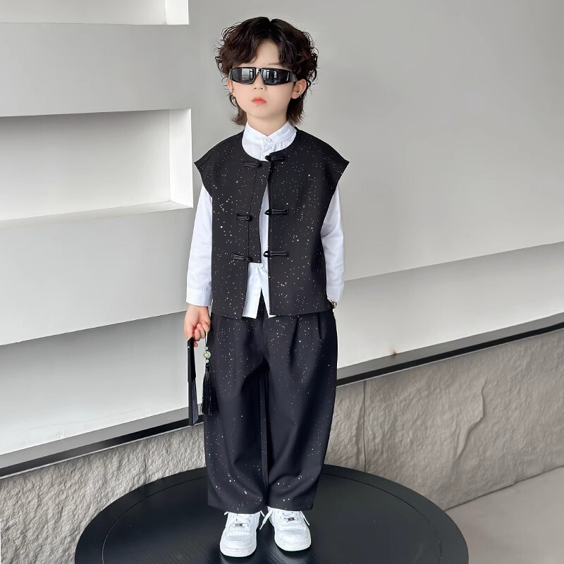 Korean Uamtor Hanfu Boys' New Chinese Style Suit Spring and Autumn New Tang Suit Children's Zhongshan Suit Host Costume Korean Uamtor Hanfu Boys' New Chinese Style Suit Spring and Autumn New Tang Suit Children's Zhongshan Suit Host Costume
