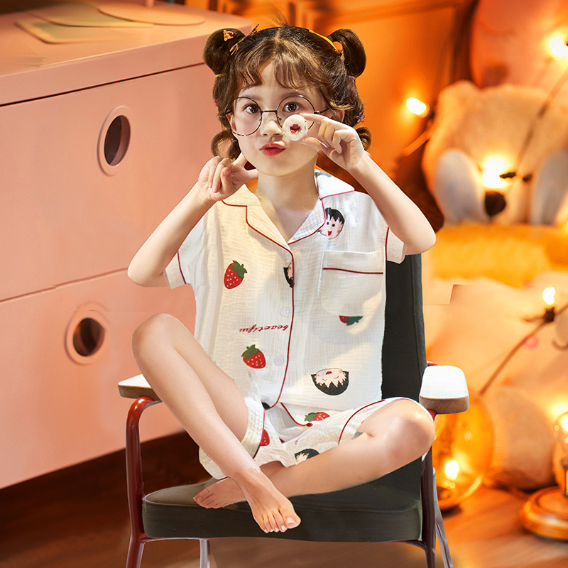 UK Next kiss children's pajamas Summer cotton gauze mother and daughter home clothes Autumn girl princess suit