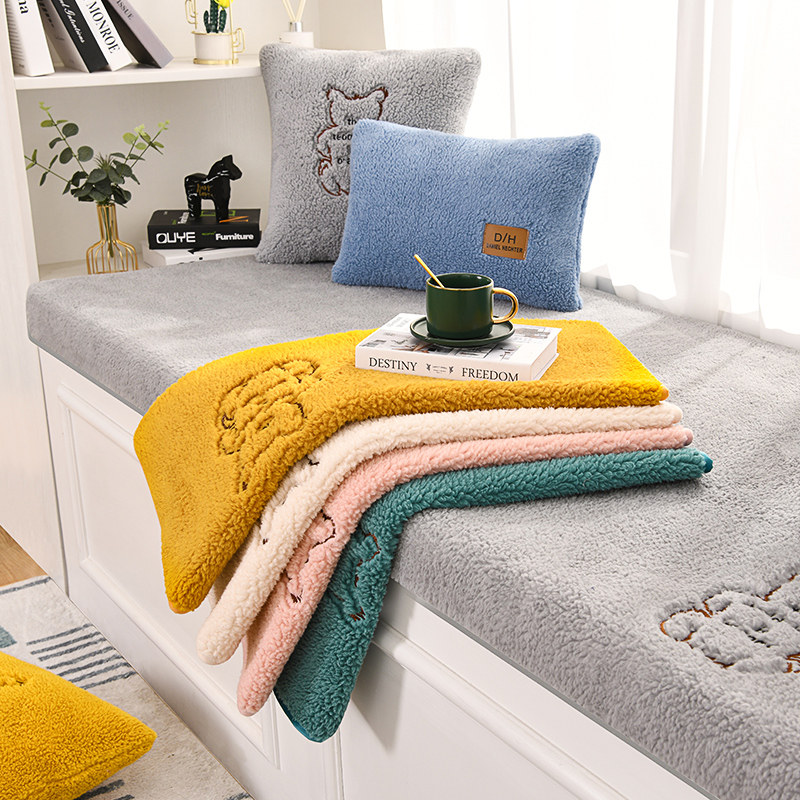 Lamb suede floating window cushion windowsill pad Four Seasons universal Balcony Bedroom Tatami Decoration Custom Plush Cushion Subnet Red
