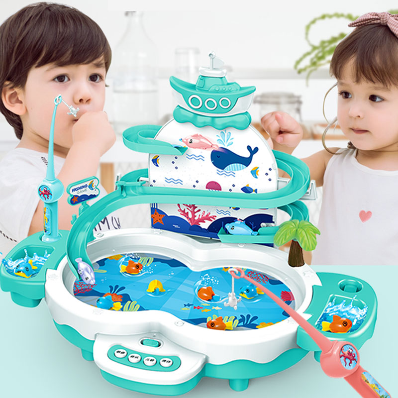 Children Electric Fishing Toy Toddler Baby 2-3-5-6 Year Old Puzzle Small Cat Crochet Hook Fish Magnetic Suit Male Girl