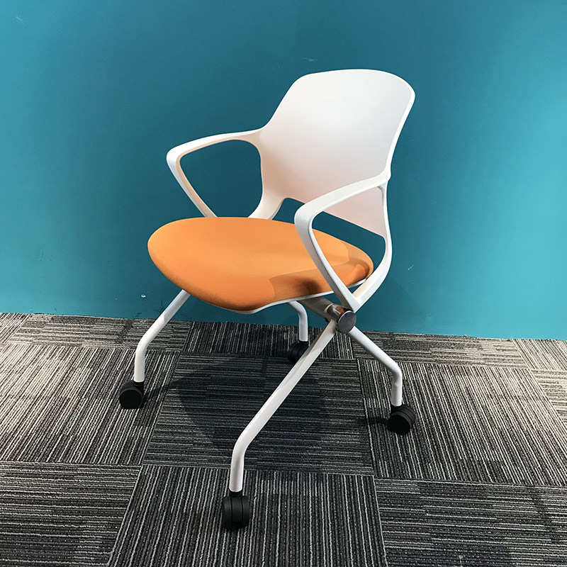 Minimalist mobile training chair Conference chair side turnover folding office computer chair reception chair in guest chair Negotiations chair with wheels-Taobao
