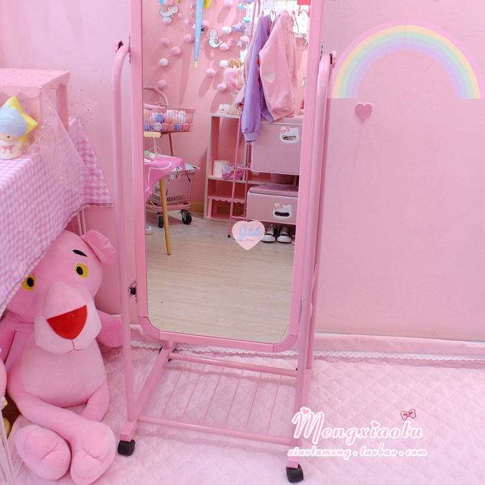 Cô gái màu hồng trái tim gương dài sàn gương mềm chị gái phòng thay đồ gương phù hợp gương sinh viên ký túc xá thử quần áo gương - Gương gương vệ sinh
