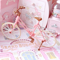 Màu hồng mô phỏng xe đạp trang trí nhà dễ thương màu hồng xe đạp để bàn đạo cụ đồ trang trí nhỏ trang trí nhà cửa