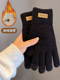 Gloves for women, winter warm plus velvet and thickened cycling knitted non-slip touch screen windproof and cold-proof cycling woolen gloves