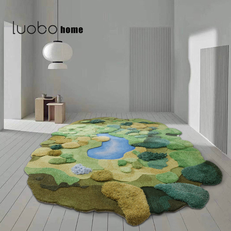 Robo New Zealand Import Wool Solid Living Room Carpet Forest Green Plant Long Hair Natural Environmentally-friendly Bedroom Floor Mat