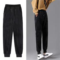 Phile Pei Le Golden Velvet Sports Pants Woman 2022 Autumn Winter Lengthened Plus Suede Thickened Casual Long Pants Bundle Foot Loose