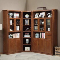 Solid wood bookcase corner bookcase bookshelf floor home with glass door combination corner office bookcase file cabinet