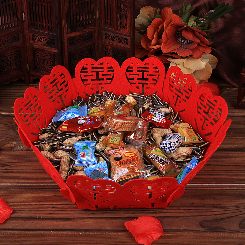 Creative Chinese Love Non-woven Fabric Candy Pan Melon Seeds Tray Wedding Red Comedy Wedding Wedding Banquet Scene Placement-Taobao