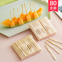 Camping jetable à table de fruits fourche à la fourche emballé individuellement avec une petite fourchette de fruits à fourche naturelle fourche de sushi de bambou naturel