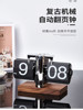 Miaoke Automatic Page-Turning Clock, Living Room Ornament, Office Walnut Wood Mechanical Home Desktop Decorative Clock