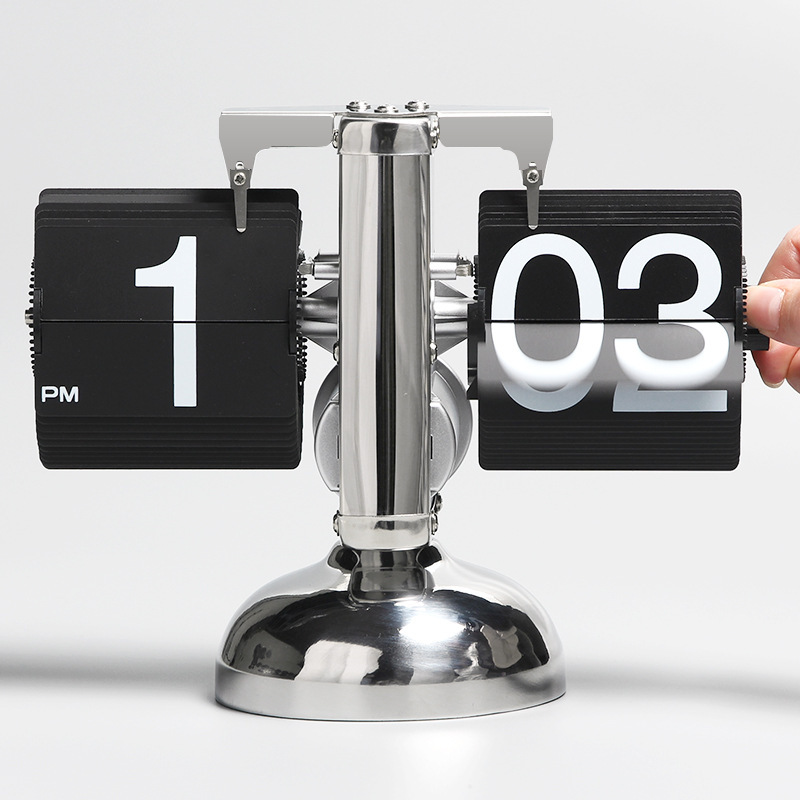 European-Style Household Automatic Page-Turning Clock, Simple Desktop Clock for Living Room, Mechanical Clock, Desk Clock, Same Model as on Douyin and Xiaohongshu