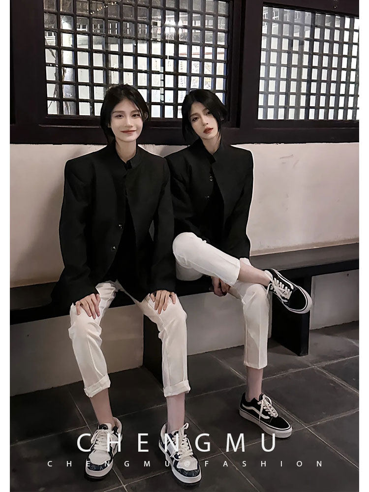 New Chinese Zhongshan Suit Jacket Man Senior Senses Fall Black National Tide Collar Dk Boys Uniforms College School Uniforms-Taobao