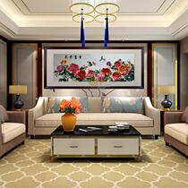  Silk Su embroidery finished living room painting peony embroidery painting soft frame 2 meters 4 rich Ronghua flowers blooming rich silk thread embroidery
