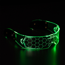 Supercool Trampoline Glasses Glowing Tournament Bopunk Future Tech Sense LED Bar Props Shake for men and women with sci-fi tide