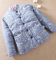 Winter cotton-padded jacket single-breasted middle-aged lady old man short flower flower dress short retro handmade