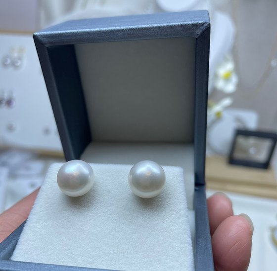 Special offer 10-13mm round baroque steamed bun pearl earrings 925 sterling silver