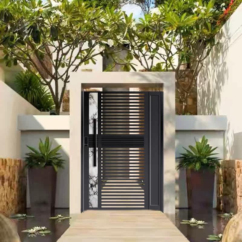 Gate Countryside Courtyard Iron Door Aluminum Art Yard Gate Stainless Steel Villa Wall Door Single Double Switch Garden Entrance Door