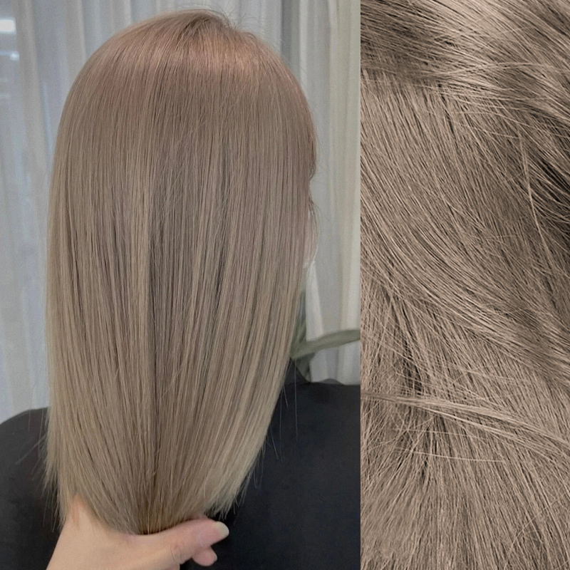 (Fishsirun) Milk tea gray-brown hair dye at home dyeing hair showing white foam foam plant pure cream female male