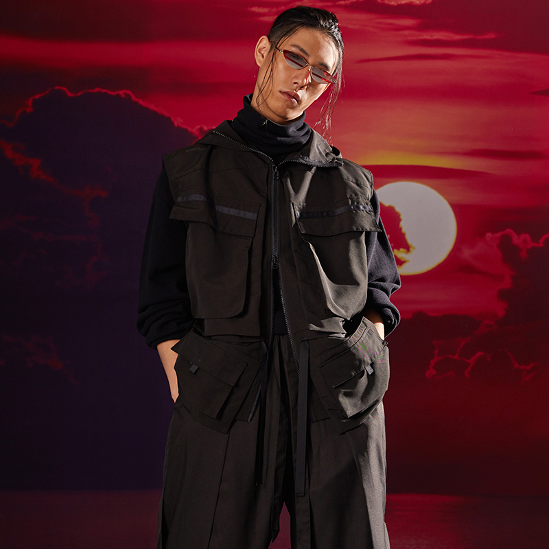 [PTECREW] OPIC 18AW KNIHT-ERRANT VEST cấu trúc linh hoạt áo vest samurai - Dệt kim Vest